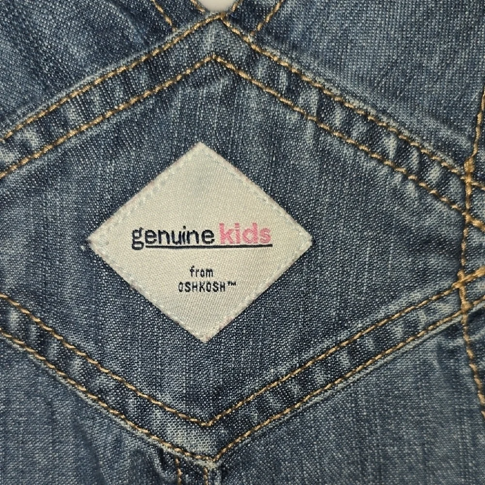 OshKosh B'gosh Blue Denim Overalls with Flower Embroidery LOT-S